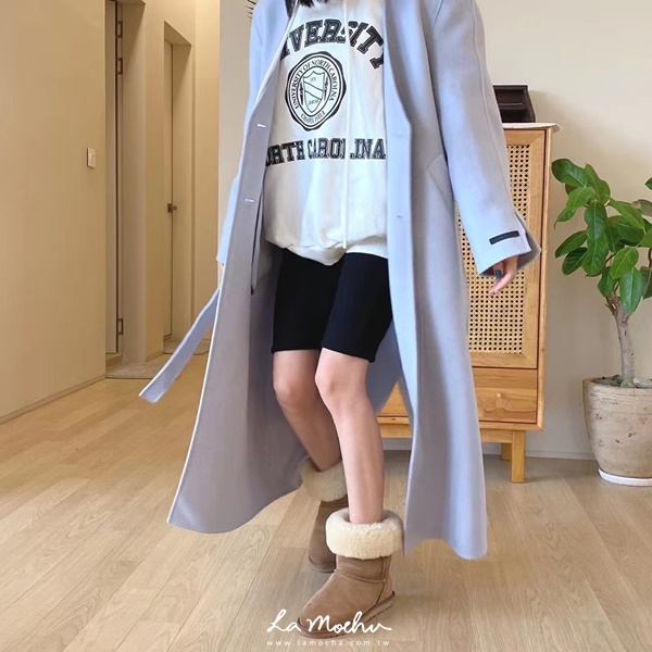 (限量商品)手袖車標羊絨綁帶大衣